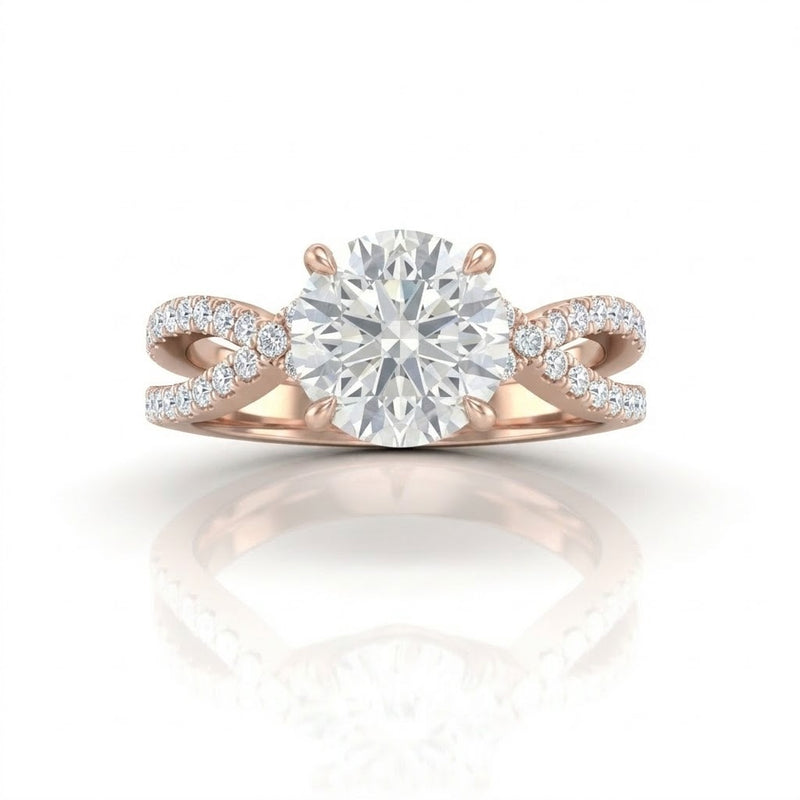 Rose Gold Everlisse Infinity Round Diamond Engagement Ring