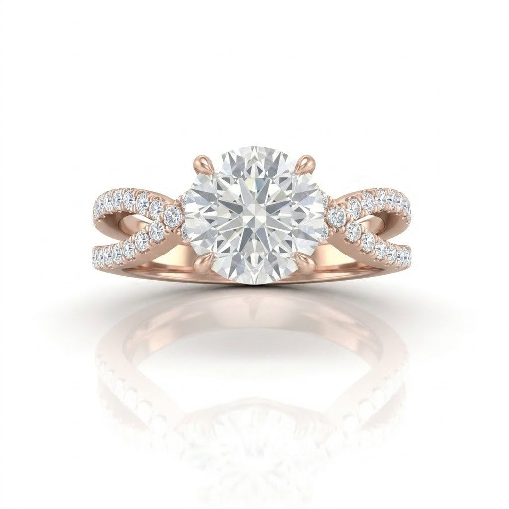 Rose Gold Everlisse Infinity Round Diamond Engagement Ring