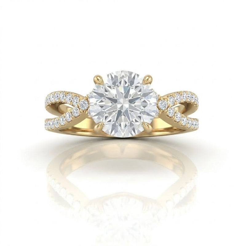 Yellow Gold Everlisse Infinity Round Diamond Engagement Ring