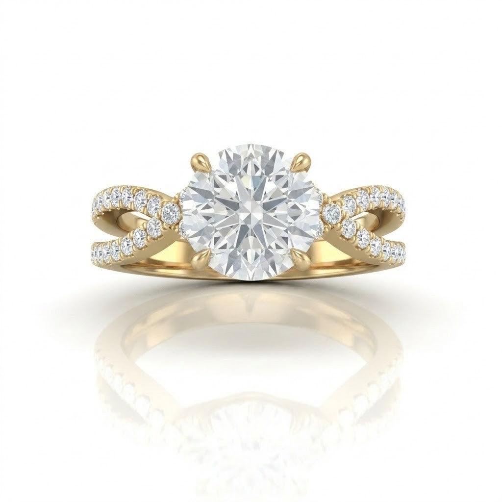 Yellow Gold Everlisse Infinity Round Diamond Engagement Ring