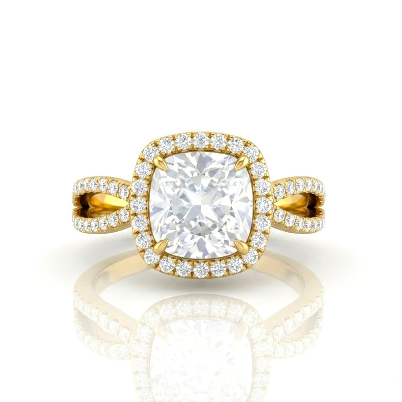 Yellow Gold Veloura Infinity Halo Cushion Diamond Engagement Ring