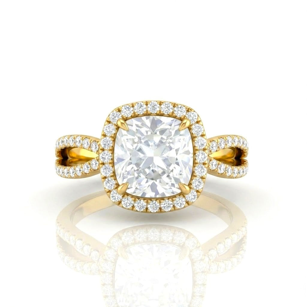 Yellow Gold Veloura Infinity Halo Cushion Diamond Engagement Ring