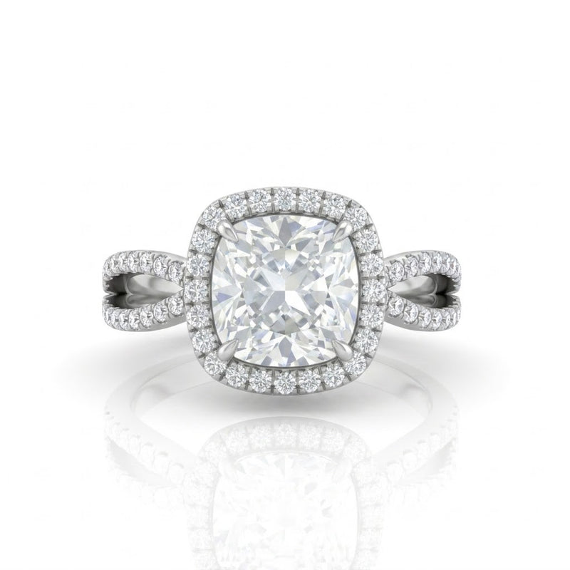 White Gold Veloura Infinity Halo Cushion Diamond Engagement Ring