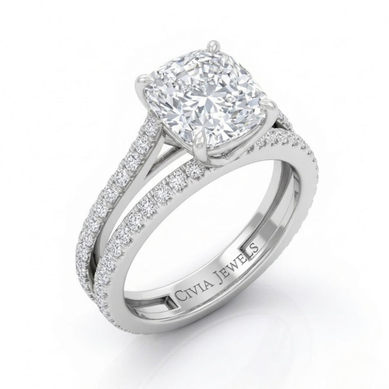 Silver Elara Cushion Diamond Engagement Ring