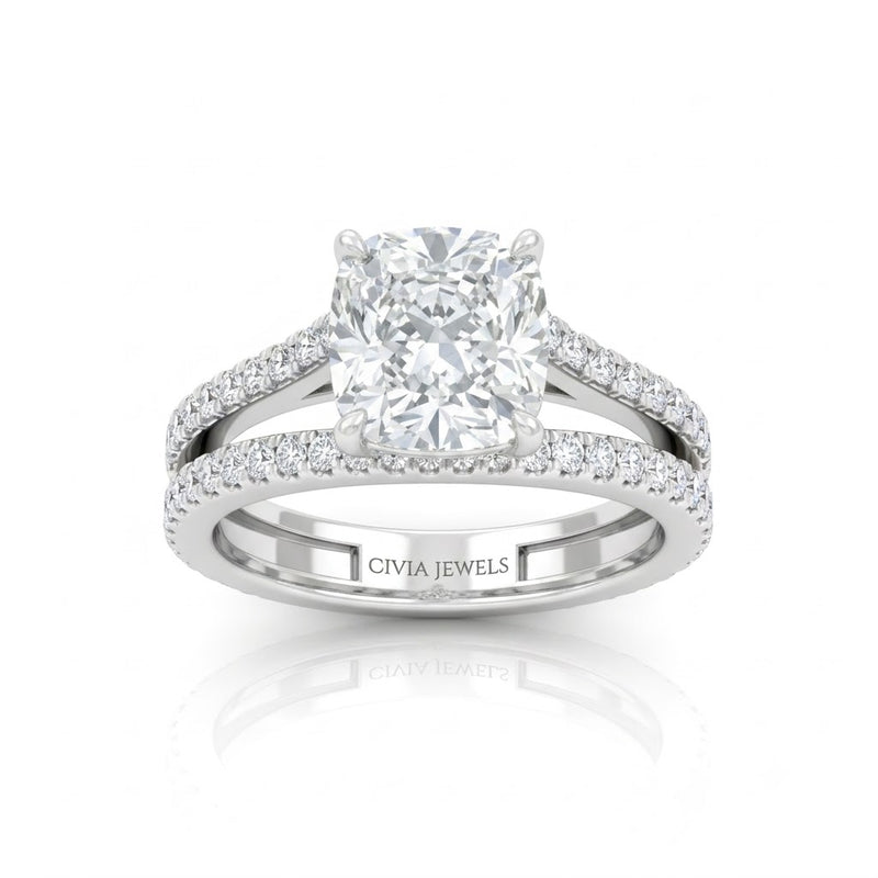 White Gold Elara Cushion Diamond Engagement Ring