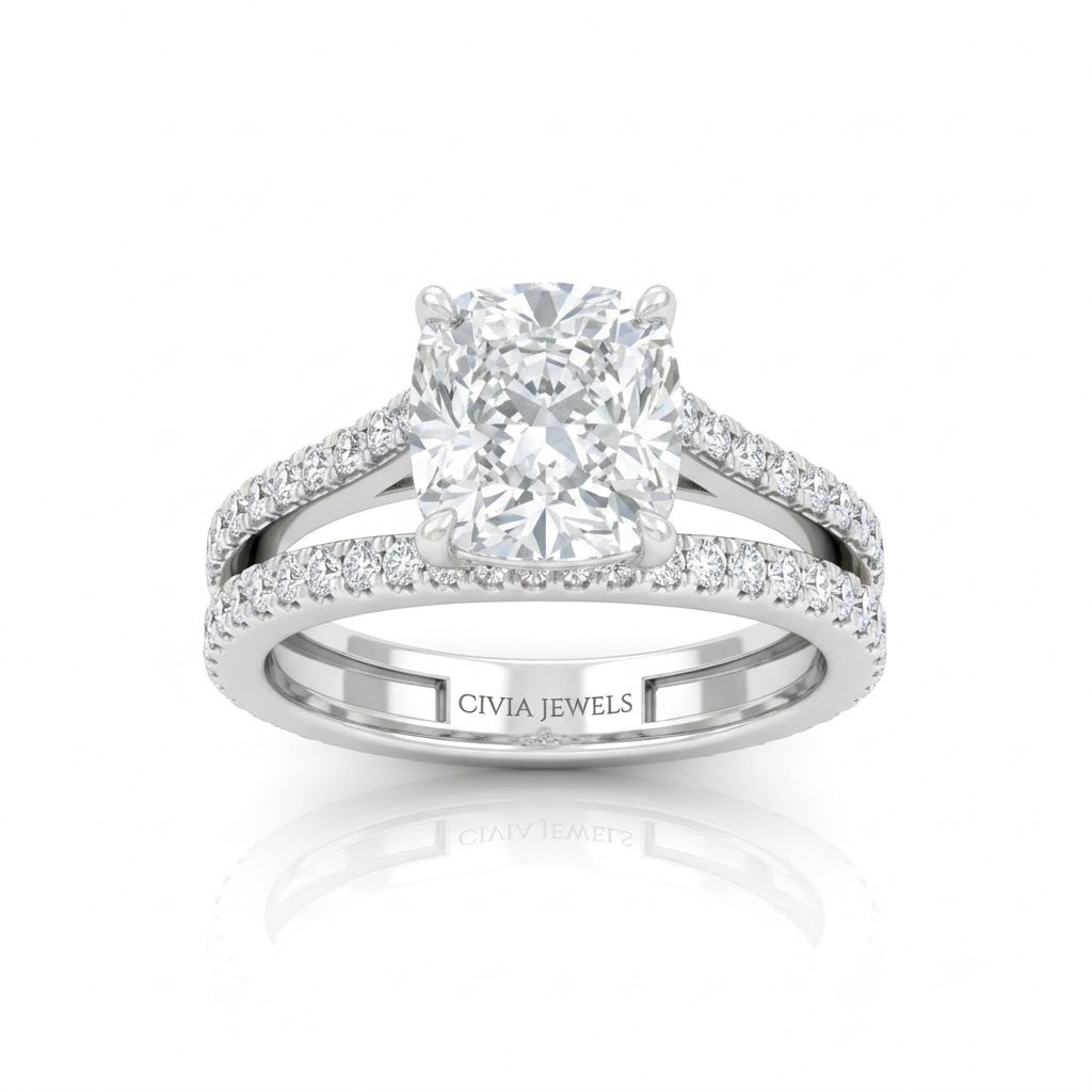 White Gold Elara Cushion Diamond Engagement Ring