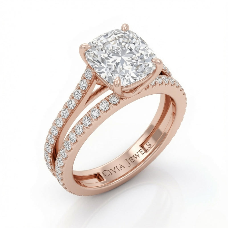 Rose Gold Elara Cushion Diamond Engagement Ring