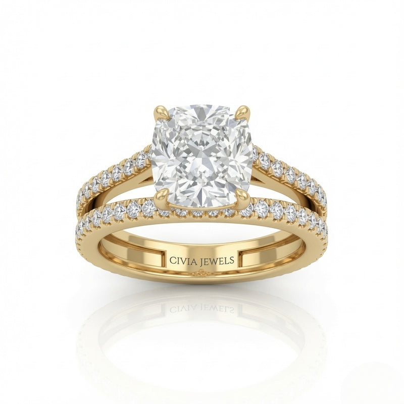 Yellow Gold Elara Cushion Diamond Engagement Ring