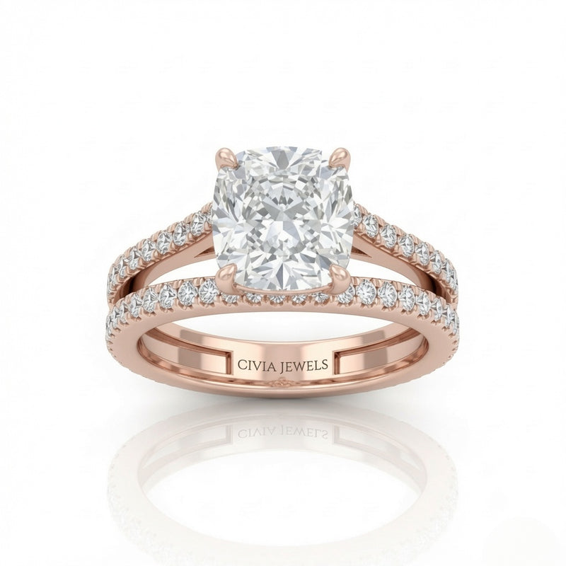 Rose Gold Elara Cushion Diamond Engagement Ring