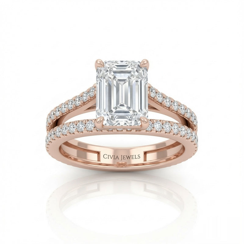 Rose Gold Elara Emerald Diamond Engagement Ring