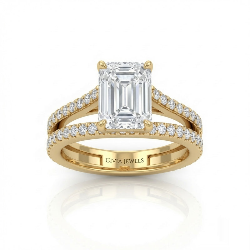 Yellow Gold Elara Emerald Diamond Engagement Ring