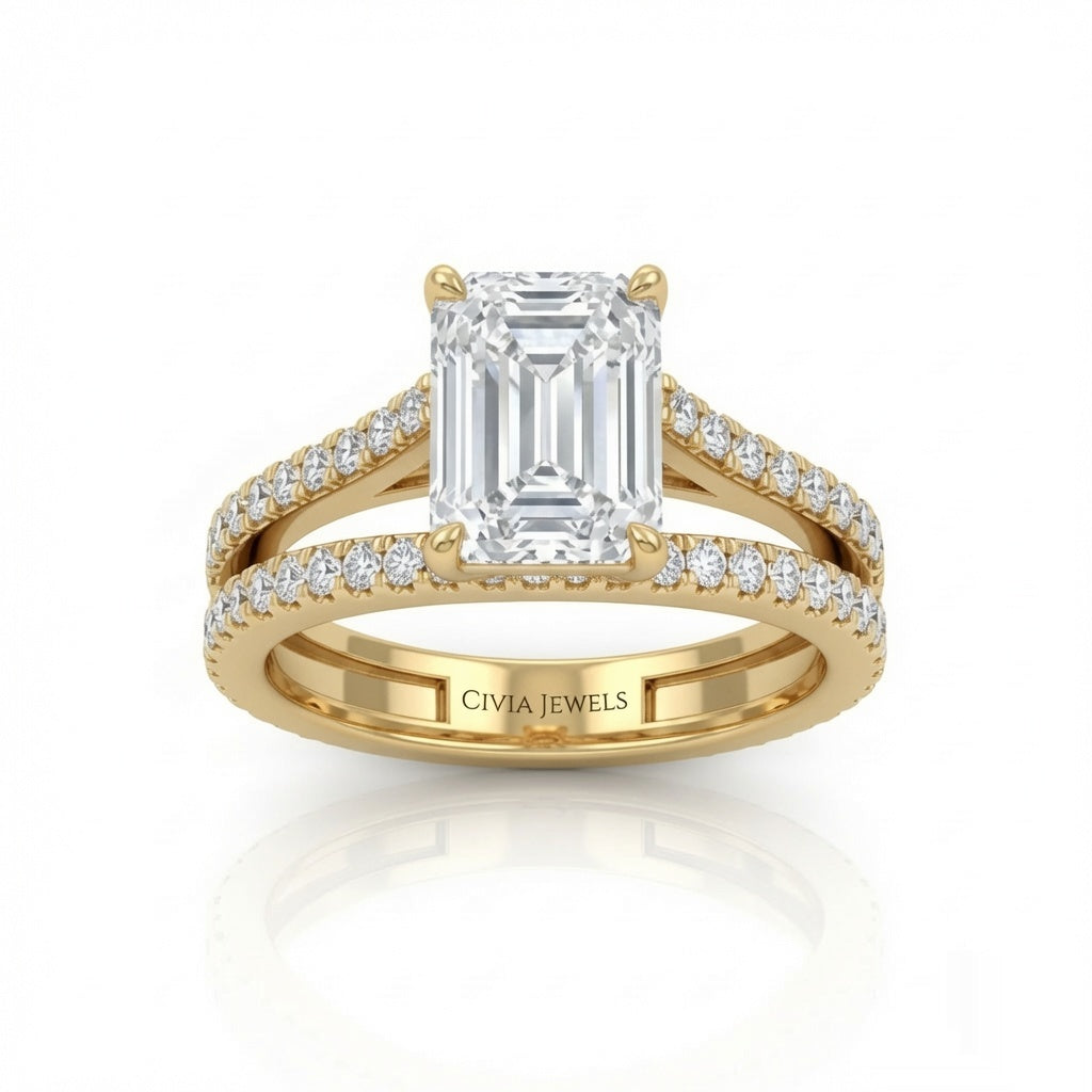 Yellow Gold Elara Emerald Diamond Engagement Ring