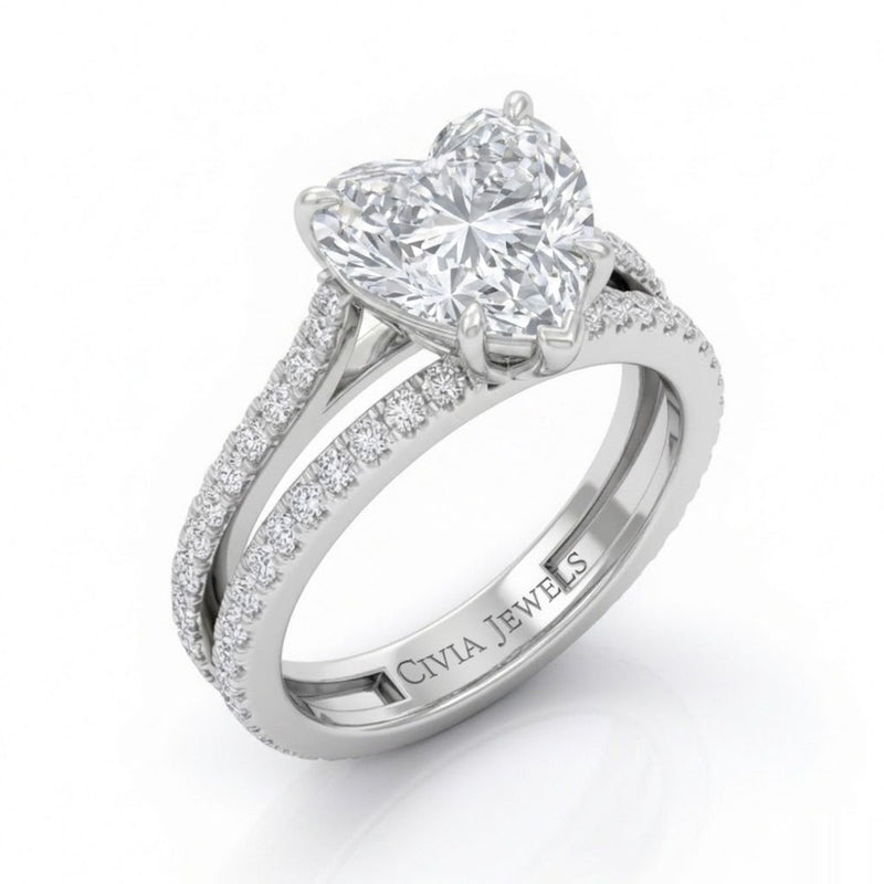 Silver Elara Heart Diamond Engagement Ring