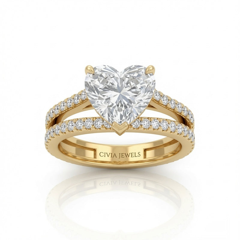 Yellow Gold Elara Heart Diamond Engagement Ring