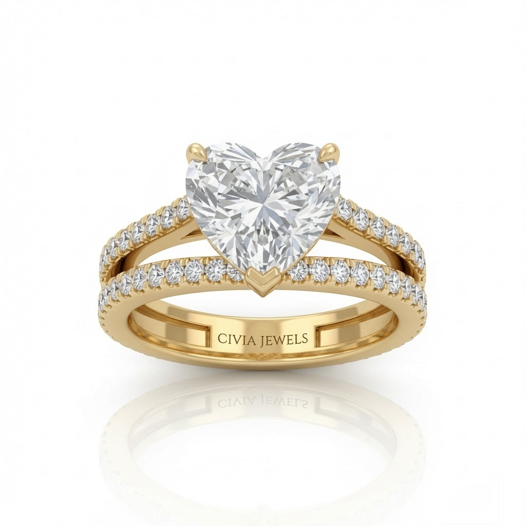 Yellow Gold Elara Heart Diamond Engagement Ring