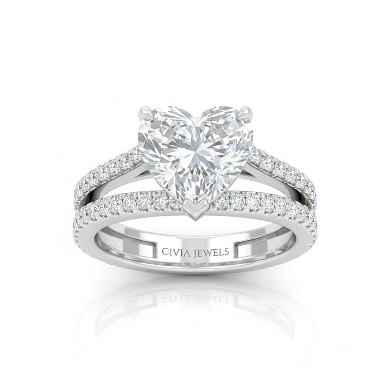 White Gold Elara Heart Diamond Engagement Ring