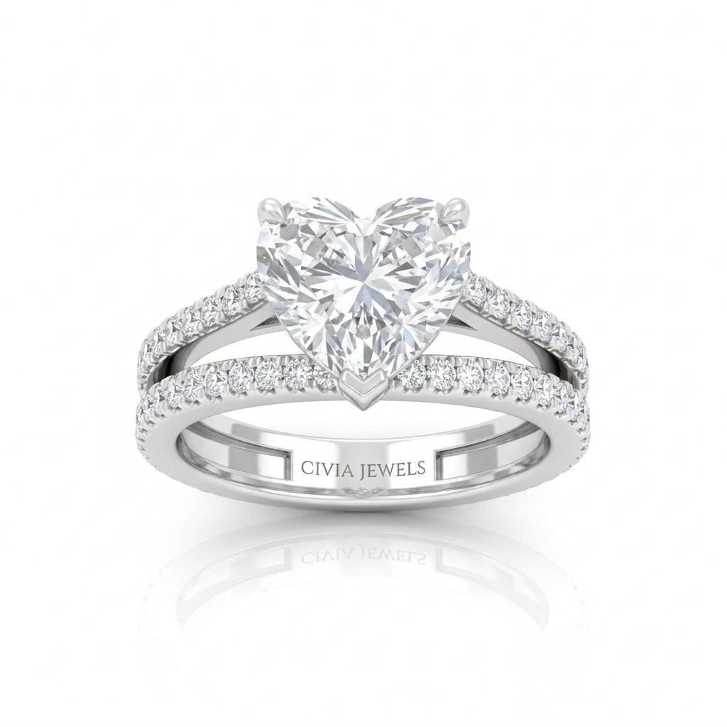Silver Elara Heart Diamond Engagement Ring