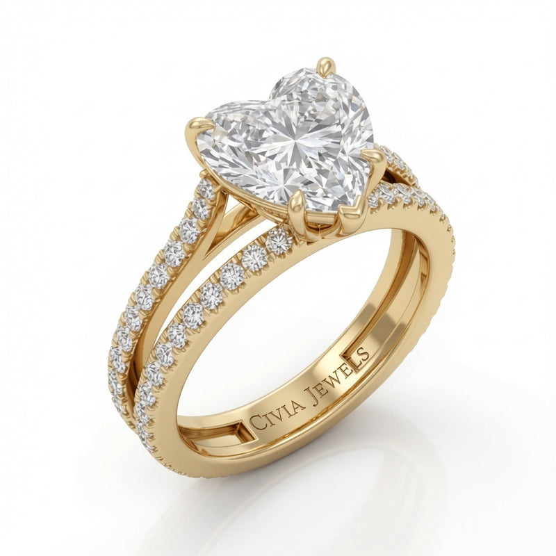 Yellow Gold Elara Heart Diamond Engagement Ring