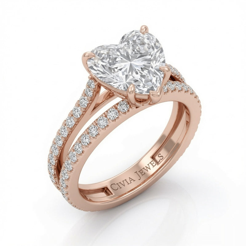 Rose Gold Elara Heart Diamond Engagement Ring