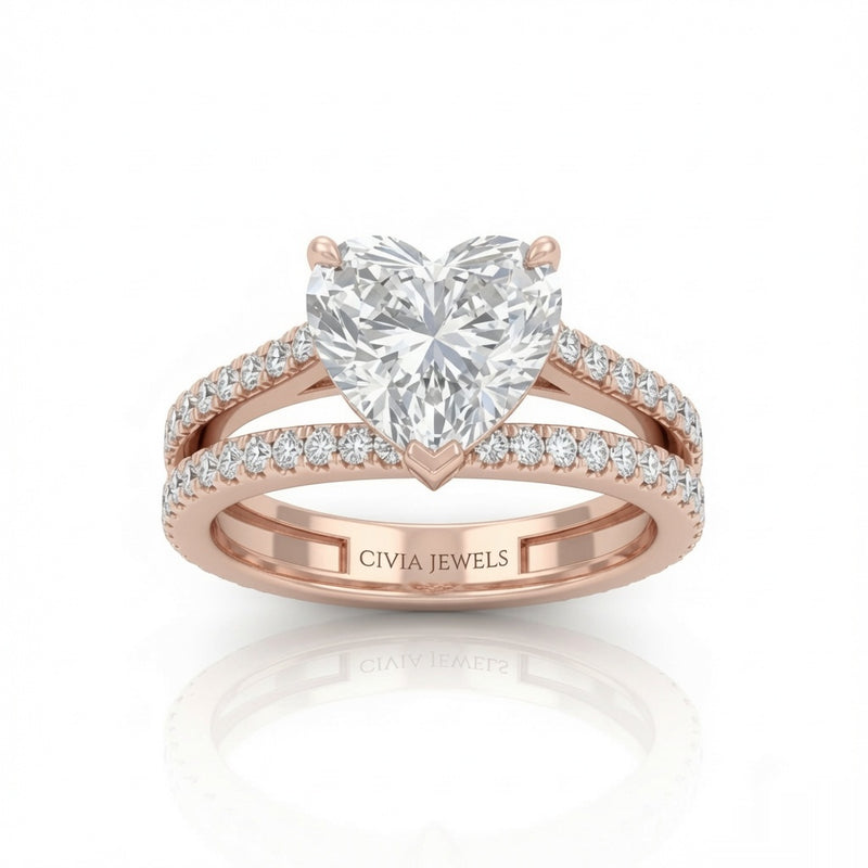 Rose Gold Elara Heart Diamond Engagement Ring
