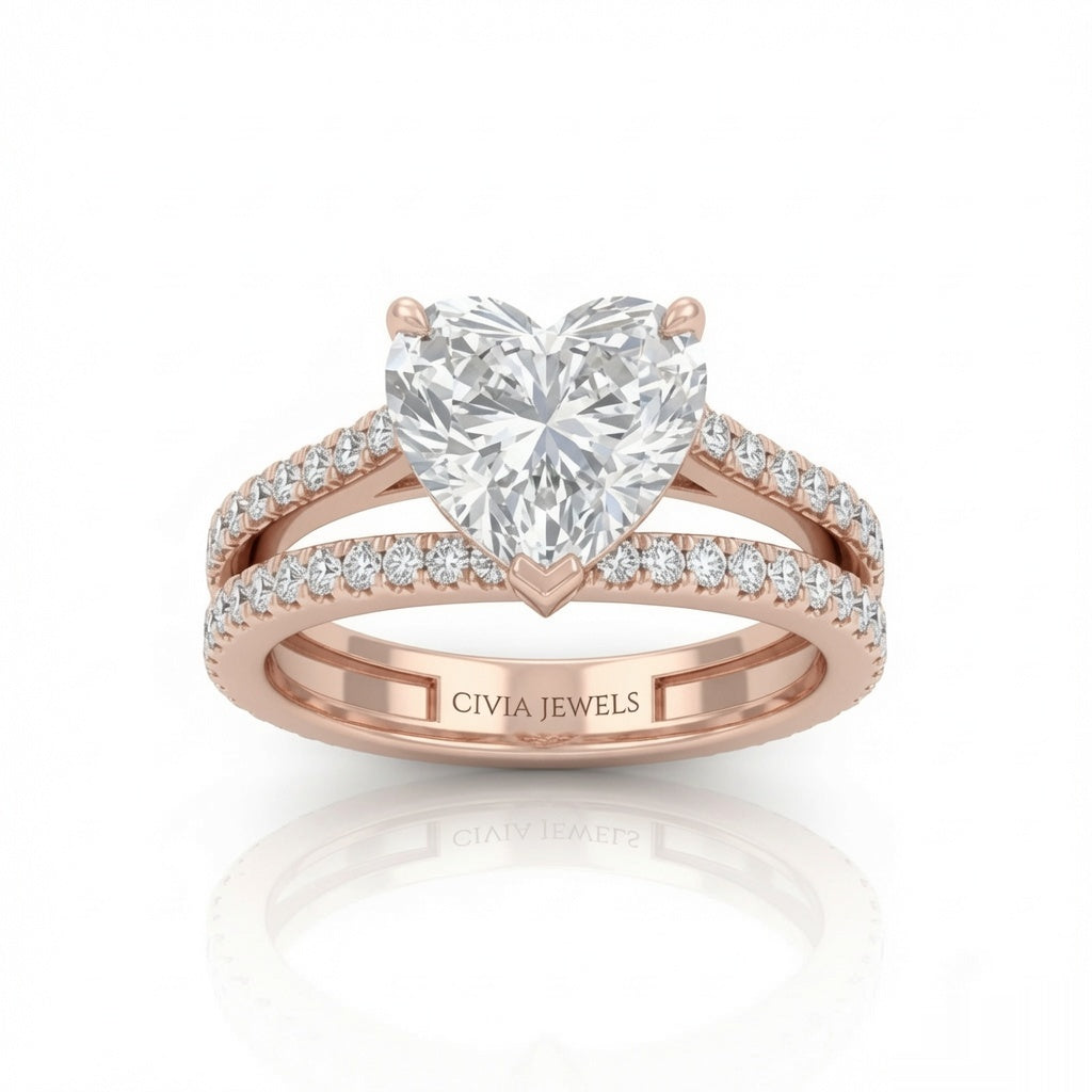 Rose Gold Elara Heart Diamond Engagement Ring