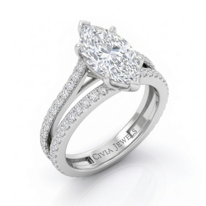 Silver Elara Marquise Diamond Engagement Ring