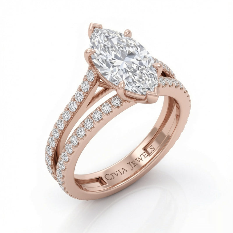 Rose Gold Elara Marquise Diamond Engagement Ring