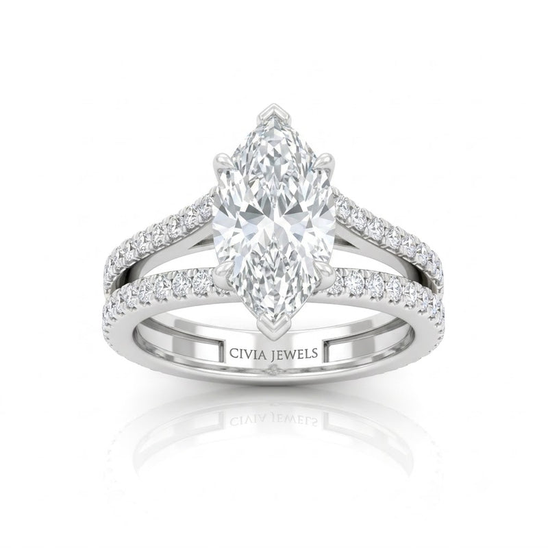 White Gold Elara Marquise Diamond Engagement Ring