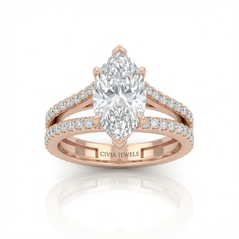 Rose Gold Elara Marquise Diamond Engagement Ring