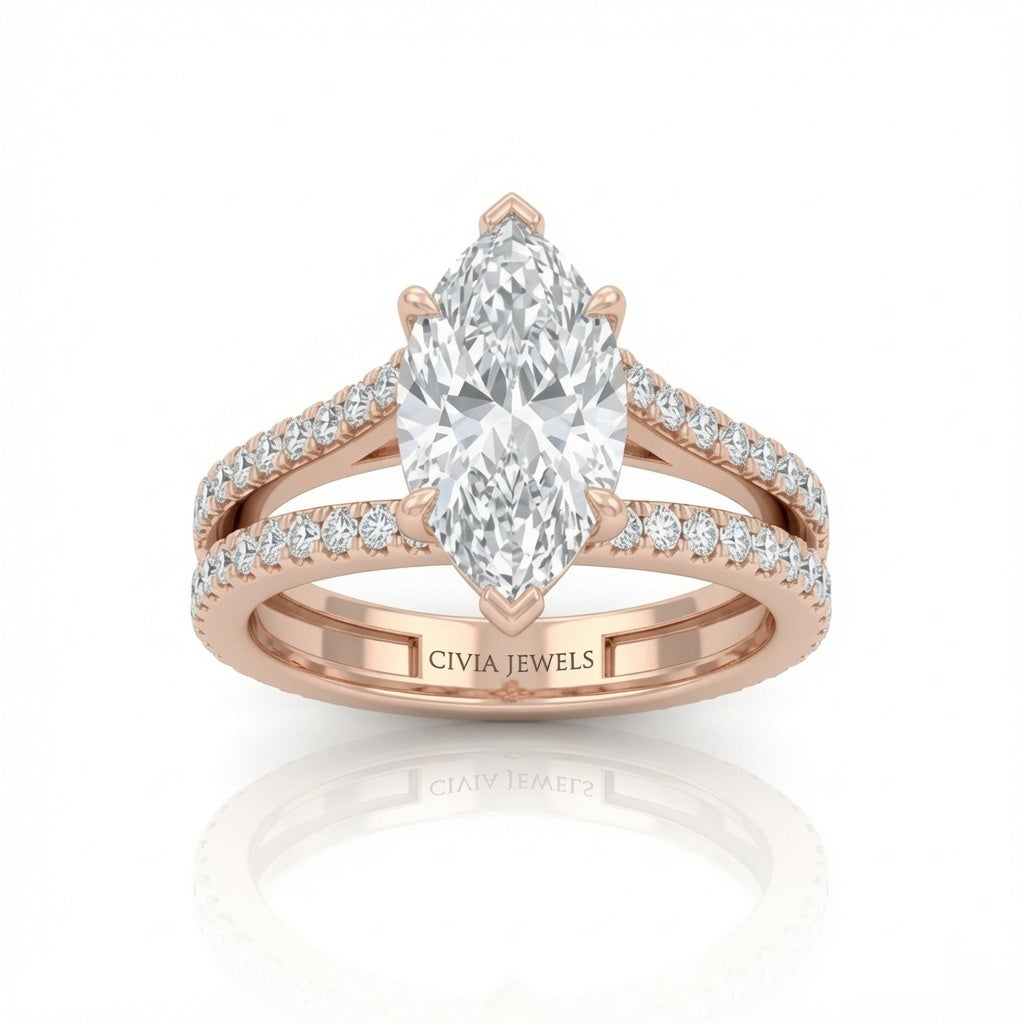 Rose Gold Elara Marquise Diamond Engagement Ring