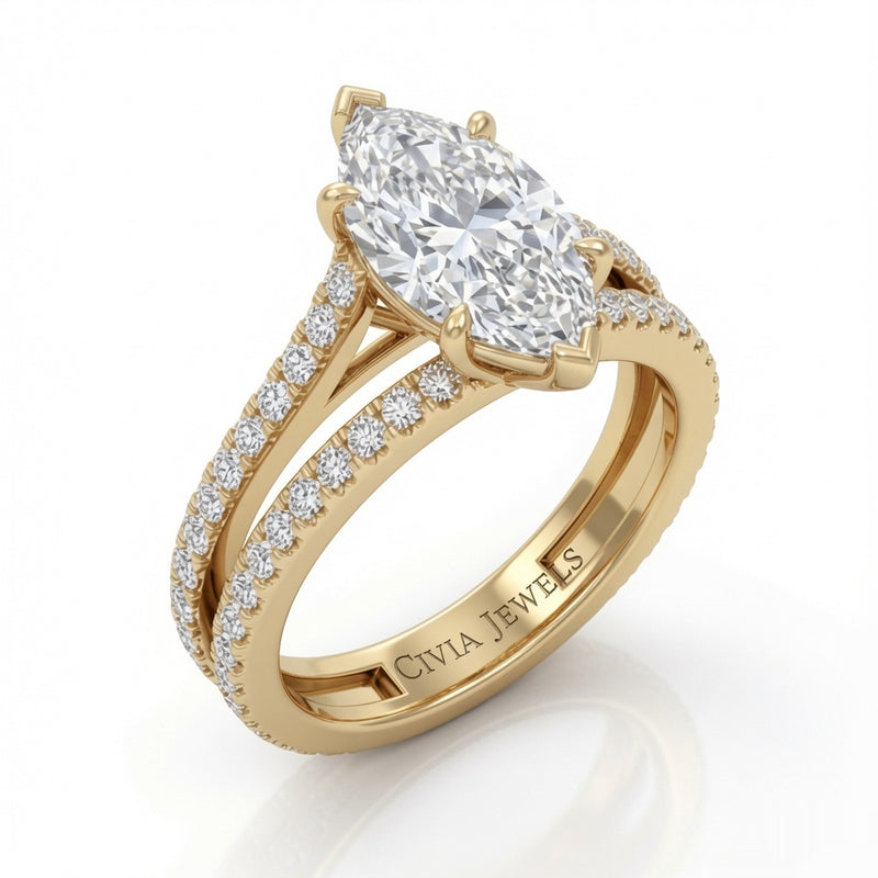 Yellow Gold Elara Marquise Diamond Engagement Ring
