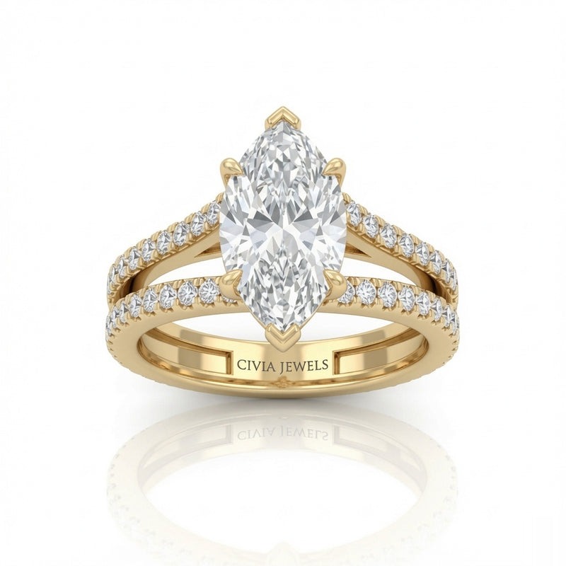Yellow Gold Elara Marquise Diamond Engagement Ring