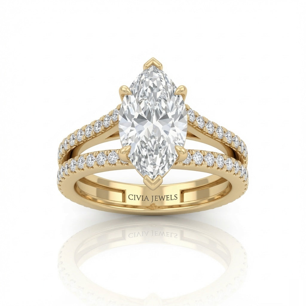 Yellow Gold Elara Marquise Diamond Engagement Ring