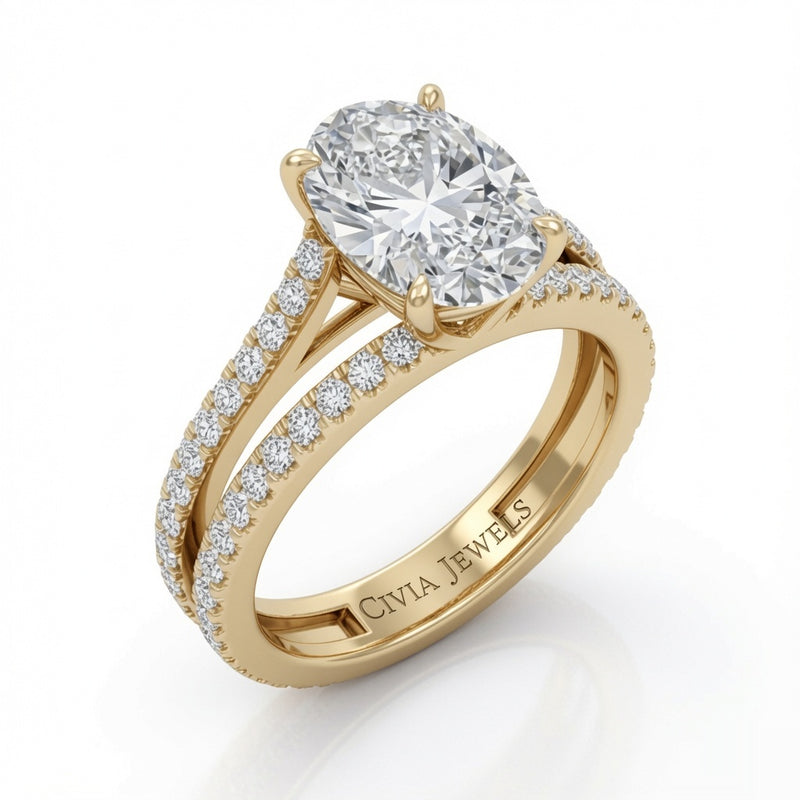 Yellow Gold Elara Oval Diamond Engagement Ring
