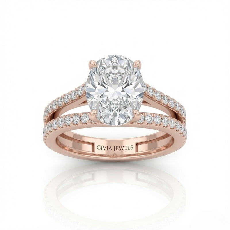 Rose Gold Elara Oval Diamond Engagement Ring