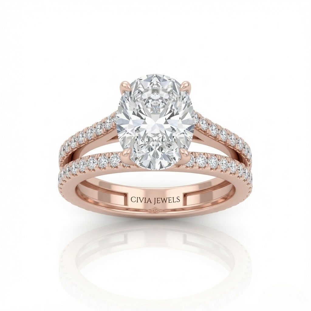 Rose Gold Elara Oval Diamond Engagement Ring