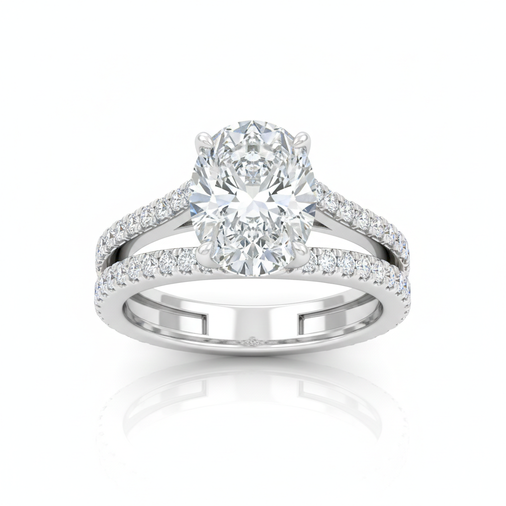 Silver Elara Oval Diamond Engagement Ring