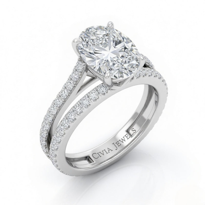 White Gold Elara Oval Diamond Engagement Ring