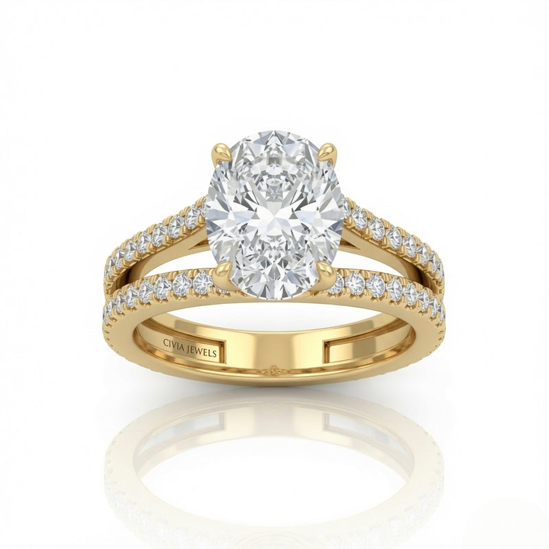 Yellow Gold Elara Oval Diamond Engagement Ring