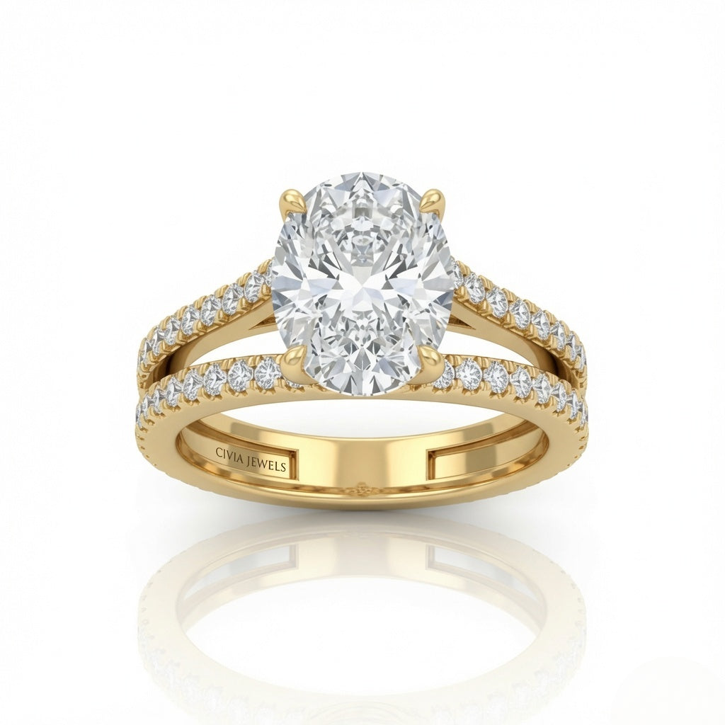 Yellow Gold Elara Oval Diamond Engagement Ring