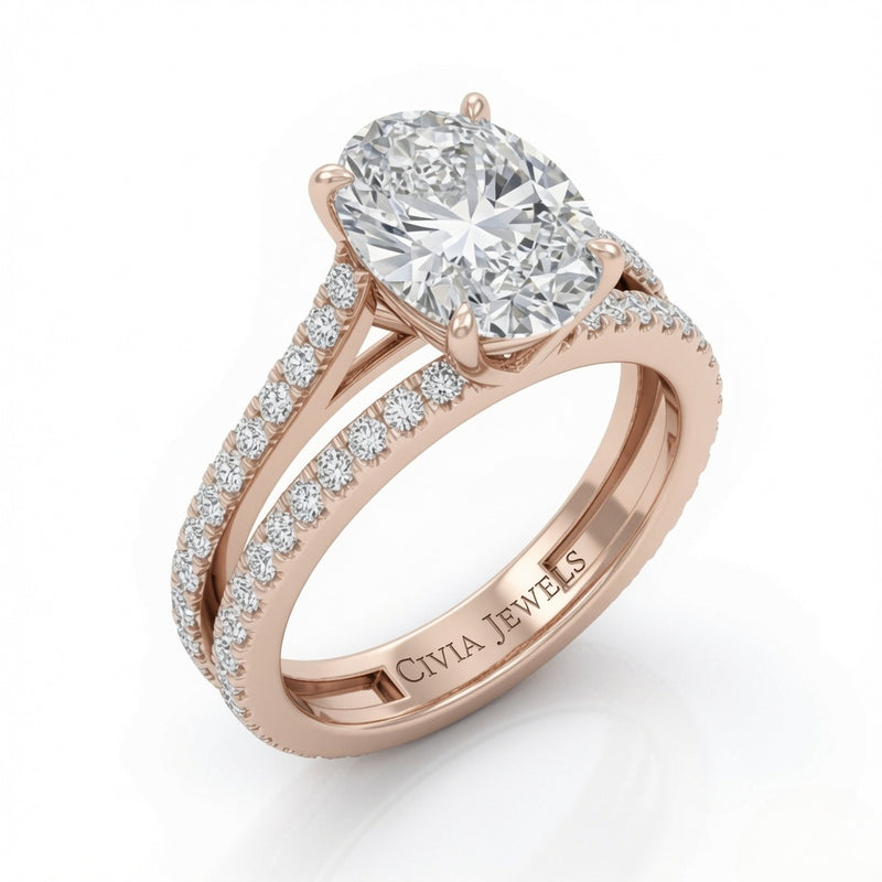 Rose Gold Elara Oval Diamond Engagement Ring