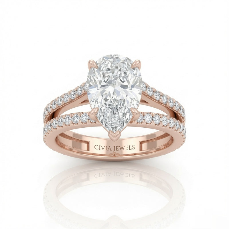 Rose Gold Elara Pear Diamond Engagement Ring