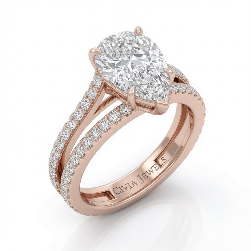 Rose Gold Elara Pear Diamond Engagement Ring