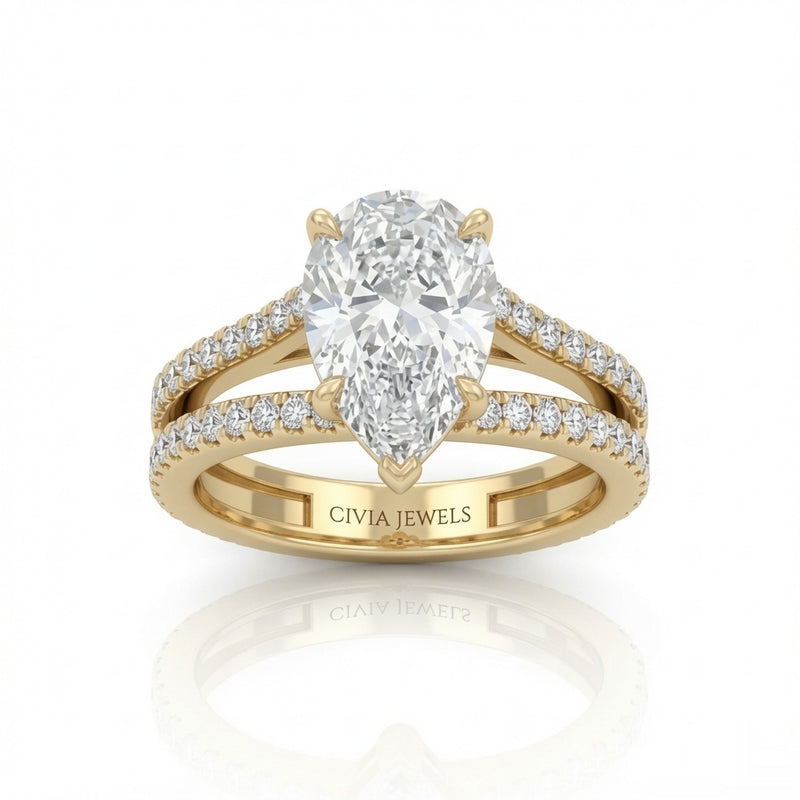 Yellow Gold Elara Pear Diamond Engagement Ring