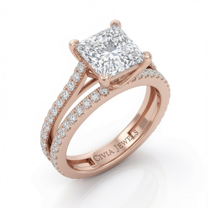 Rose Gold Elara Princess Diamond Engagement Ring