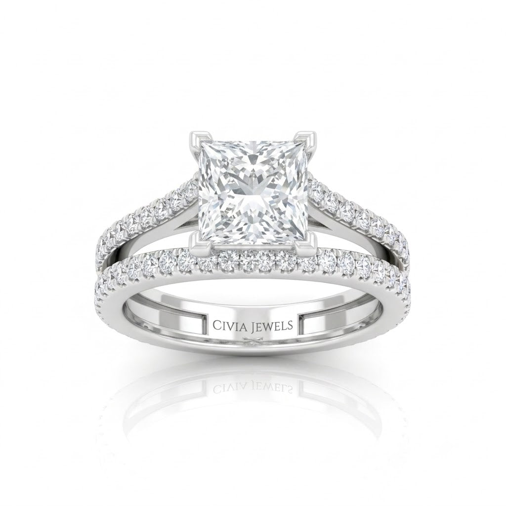 White Gold Elara Princess Diamond Engagement Ring