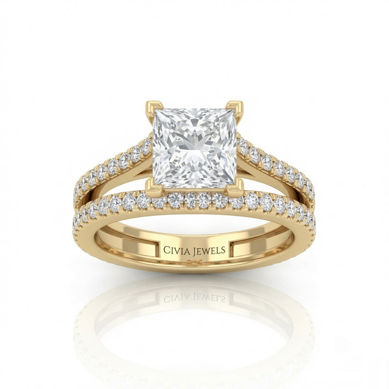 Yellow Gold Elara Princess Diamond Engagement Ring