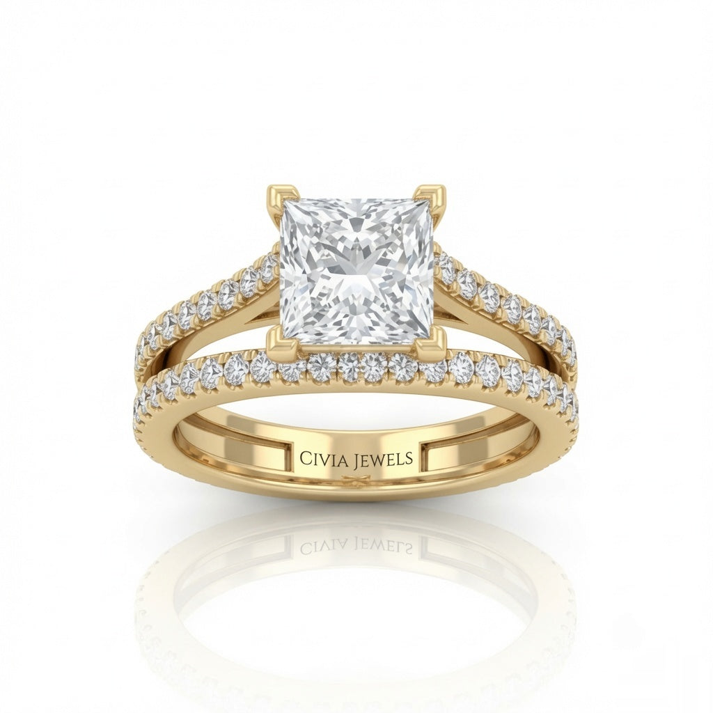Yellow Gold Elara Princess Diamond Engagement Ring