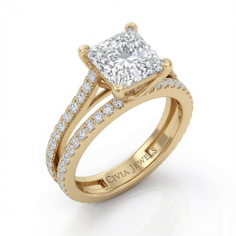 Yellow Gold Elara Princess Diamond Engagement Ring