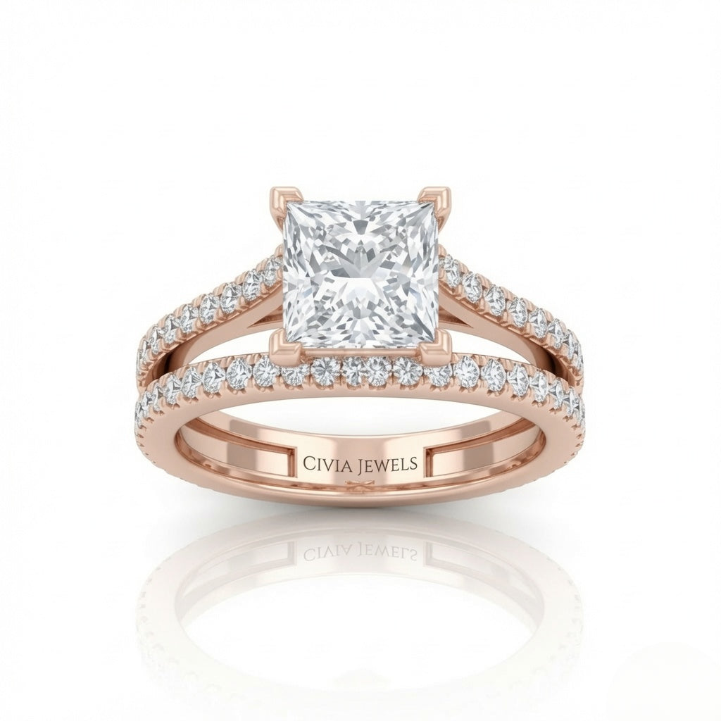 Rose Gold Elara Princess Diamond Engagement Ring